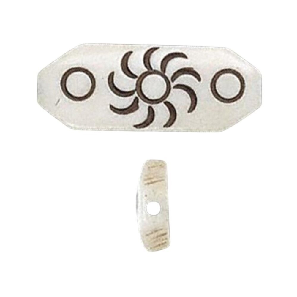 India Tribal Carved Sun Symbol Cream Black Yak Bone 30mm Pendant Bead